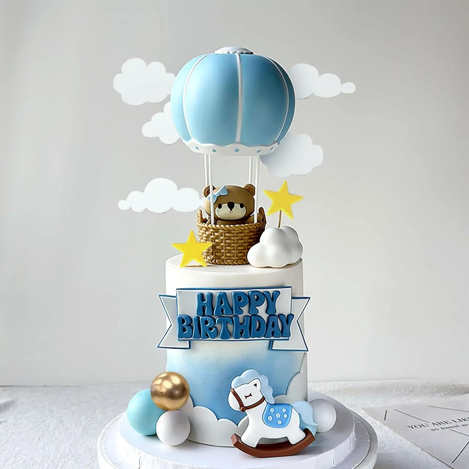 Bär Kuchen Dekorationen Heißluft Ballon Figur Rosa Blau Bär Kuchen Ornament Für Mädchen Junge Baby Dusche Geburtstag Party Dekorationen – Detail 3