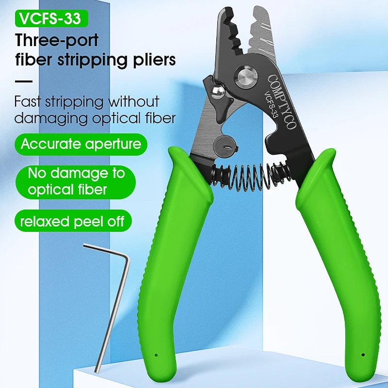 Comptyco VCFS-33 Driepoorts Vezelstriptang VCFS-J1 Lederen Draadstripper 3Mm (W)* 2Mm (H) Fth Glasvezel Stripper Gereedschap