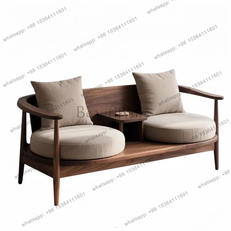 

Song's Aesthetics New Chinese-style chaise longue black walnut solid wood sofa double living room simple and removable