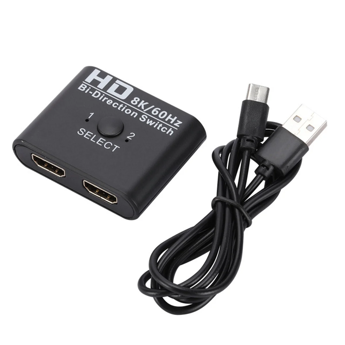 Compatível com HDMI Switch Splitter, 2 em 1 Out para PS4, TV Box, 2 em 1, Bi-Direction, 1x2x1, 8K 60Hz