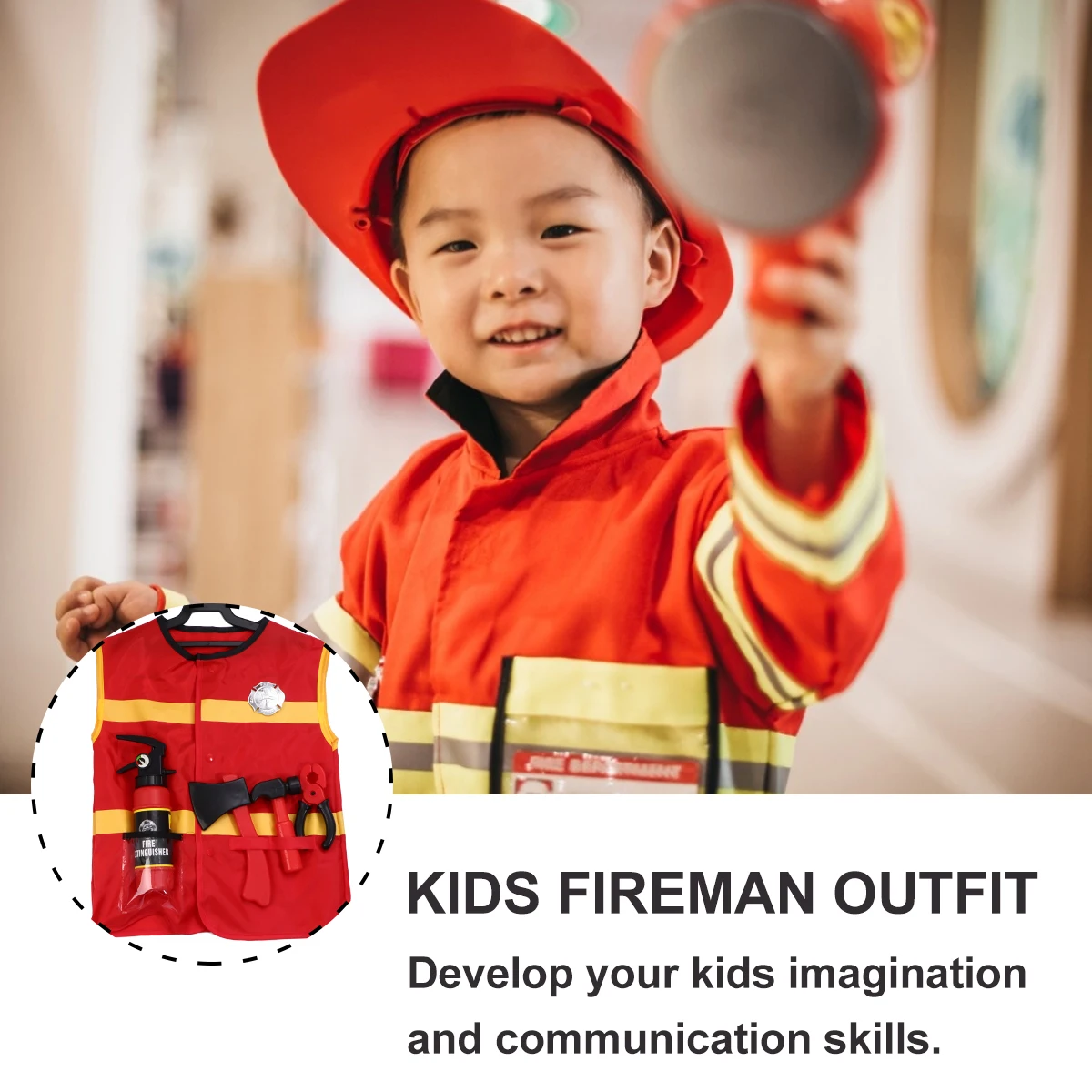 

7 Pcs 's Firefighter Costumes Role Play Cosplay Performance Clothes Fireman Outfit Suit