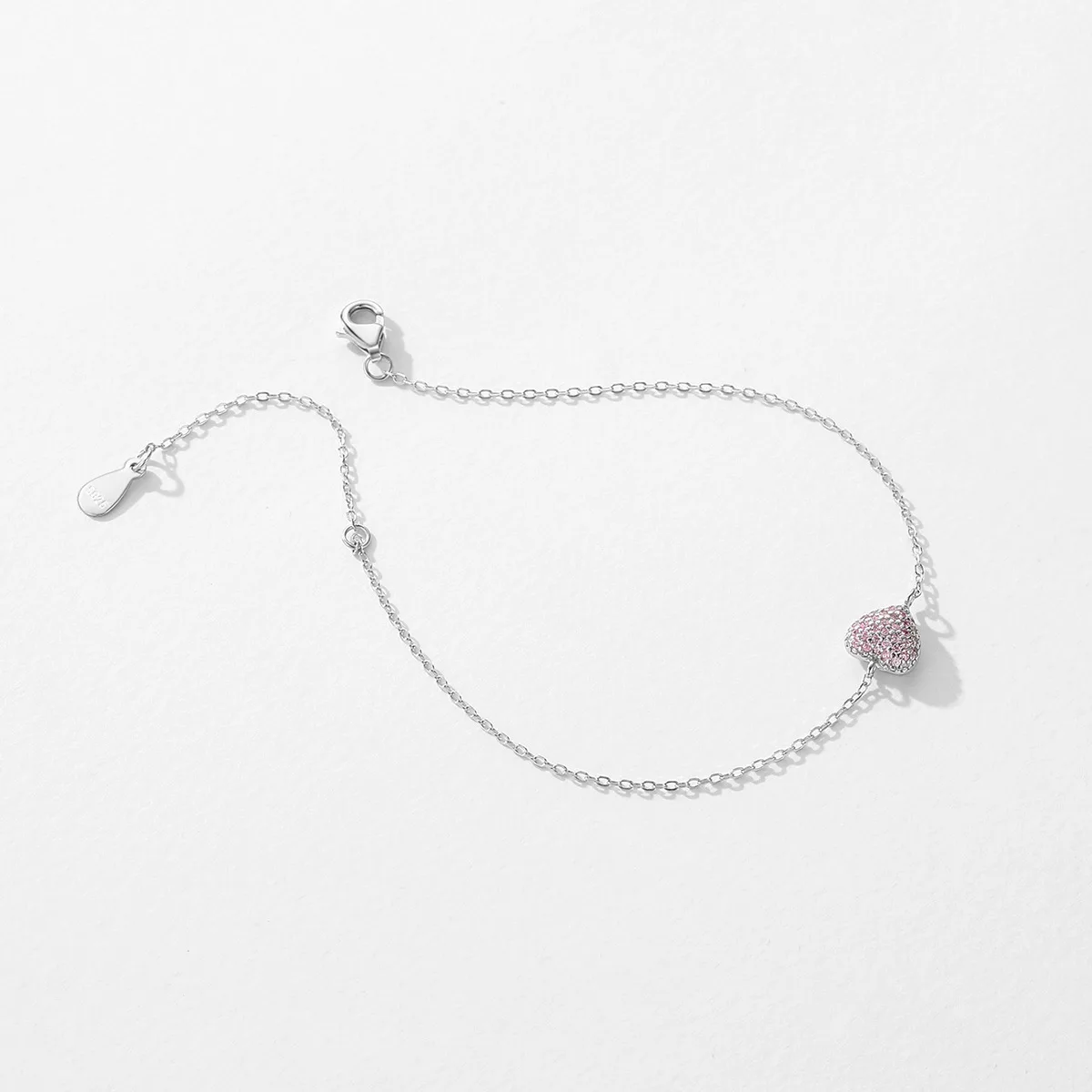 100% 925 Sterling Silver Zircon Love Heart Bracelet for Woman Girl Fashion Romantic Design Jewelry Party Gift Dropshipping