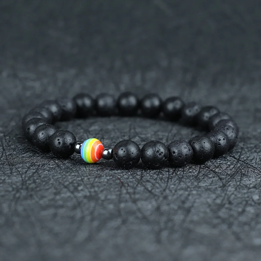 Unique Natural Stone Bracelet Men Apparel Accessories 8mm Howlite Lava Colourful Beaded Braslet Healing Casual Couple Hand Joias
