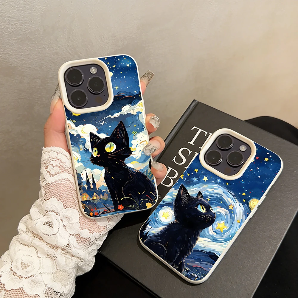 HOT Oil Painting Cat Lichee leather pattern Phone Case For Samsung S26 S25 S24 S23 S22 S21 S20 Plus FE Ultra 5G Shockproof Cover