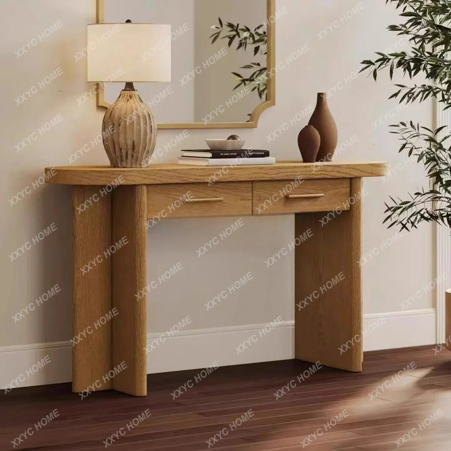 

HSolid wood entrance cabinet entrance hall retro entrance hall table