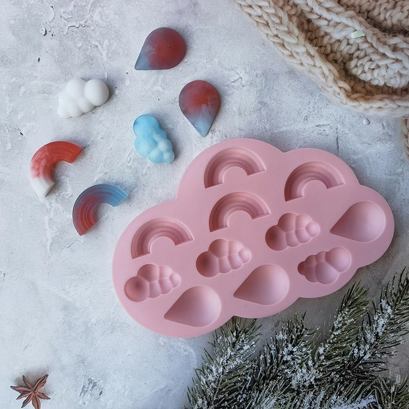 Cloud ShapeซิลิโคนRainbowแม่พิมพ์Fondantเค้กตกแต่งDIY Jelly Ice Cubeพุดดิ้งเบเกอรี่เครื่องมืออีพ็อกซี่เรซินแม่พิมพ์Bakeware