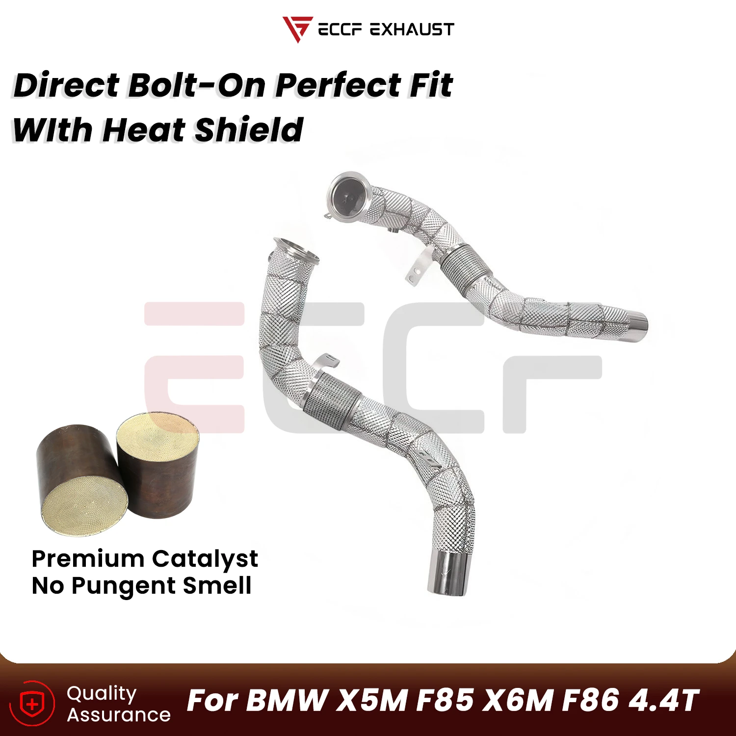 Sporty Downpipe With Heat Shield For BMW F85 F86 X5M X6M 4.4T Aggressive Exhaust Sound Plug and Play Upgrade Performance