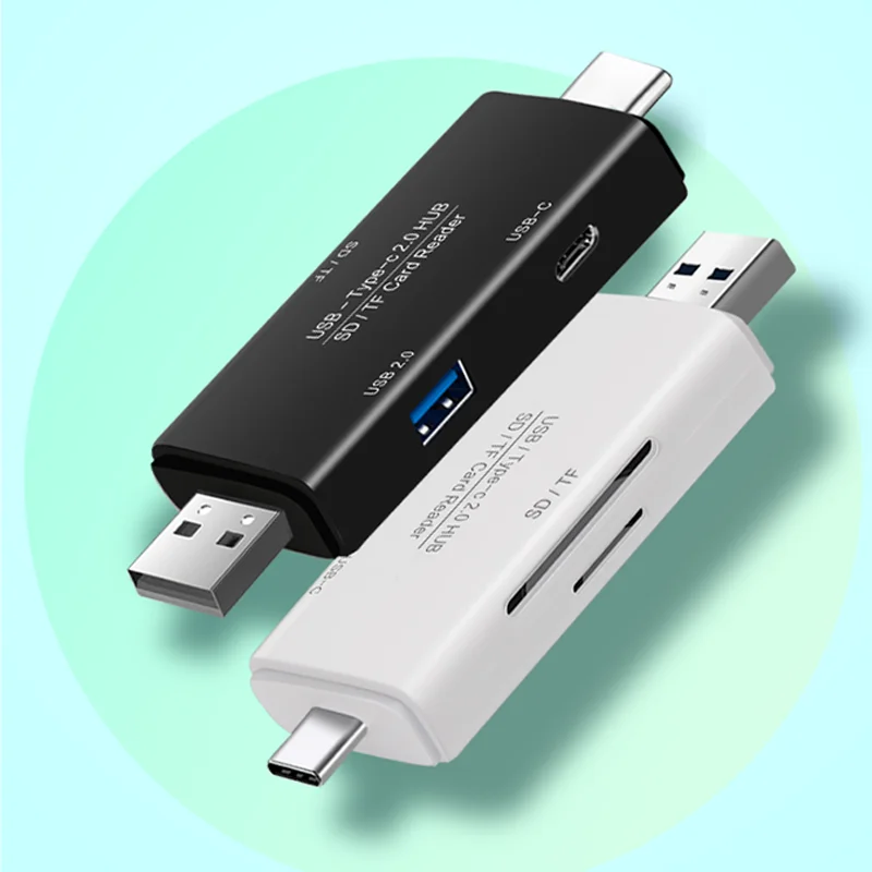 

WITCHEE OTG 6 in 1 Type C SD TF CARD READER USB Flash Drive Adapter USB2.0 HUB High Speed Transfer Multifunctional card reader