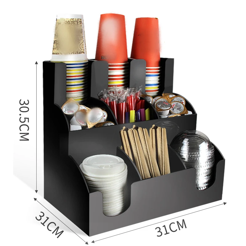 New Cup&Lid Dispenser Organizer Coffee Condiment Holder Caddy Coffee Cup Rack new