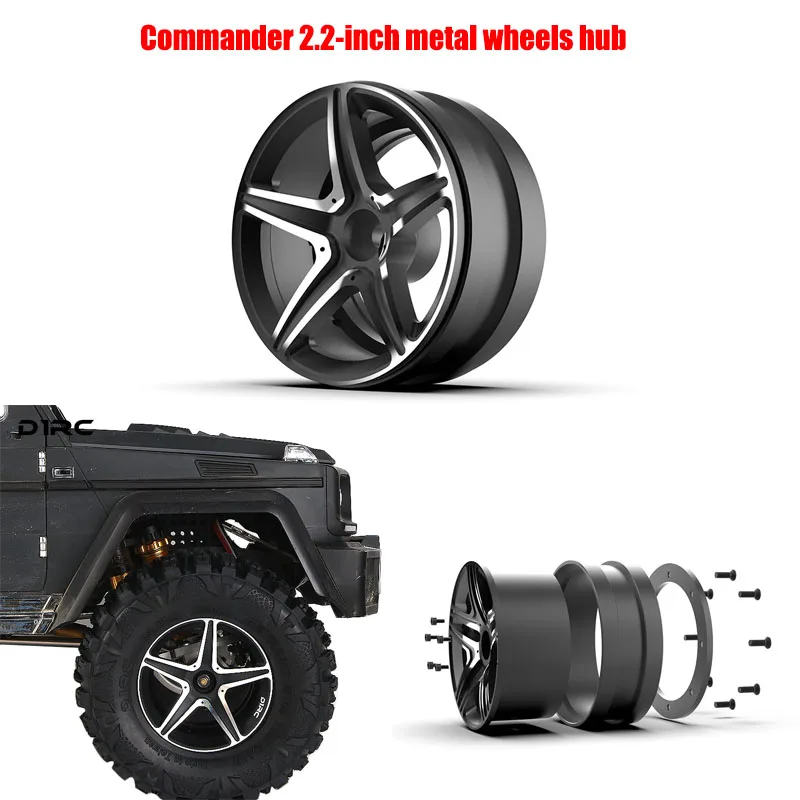 

Commander 2.2-inch Metal Simulation Wheels for 1/10 RC Crawler Car Traxxas TRX4 Defender Bronco AXIAL SCX10 RC4WD D90 Beadlock