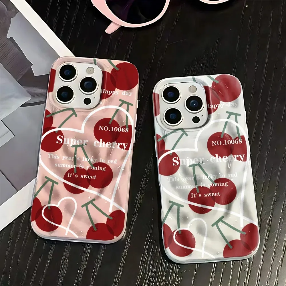 Funda para Teléfono con Diseño de Cerezas Maraschino para iPhone 17 16 15 14 Plus 13 12 11 Pro Max 17 Air, Funda Protectora con Estampado de Cerezas