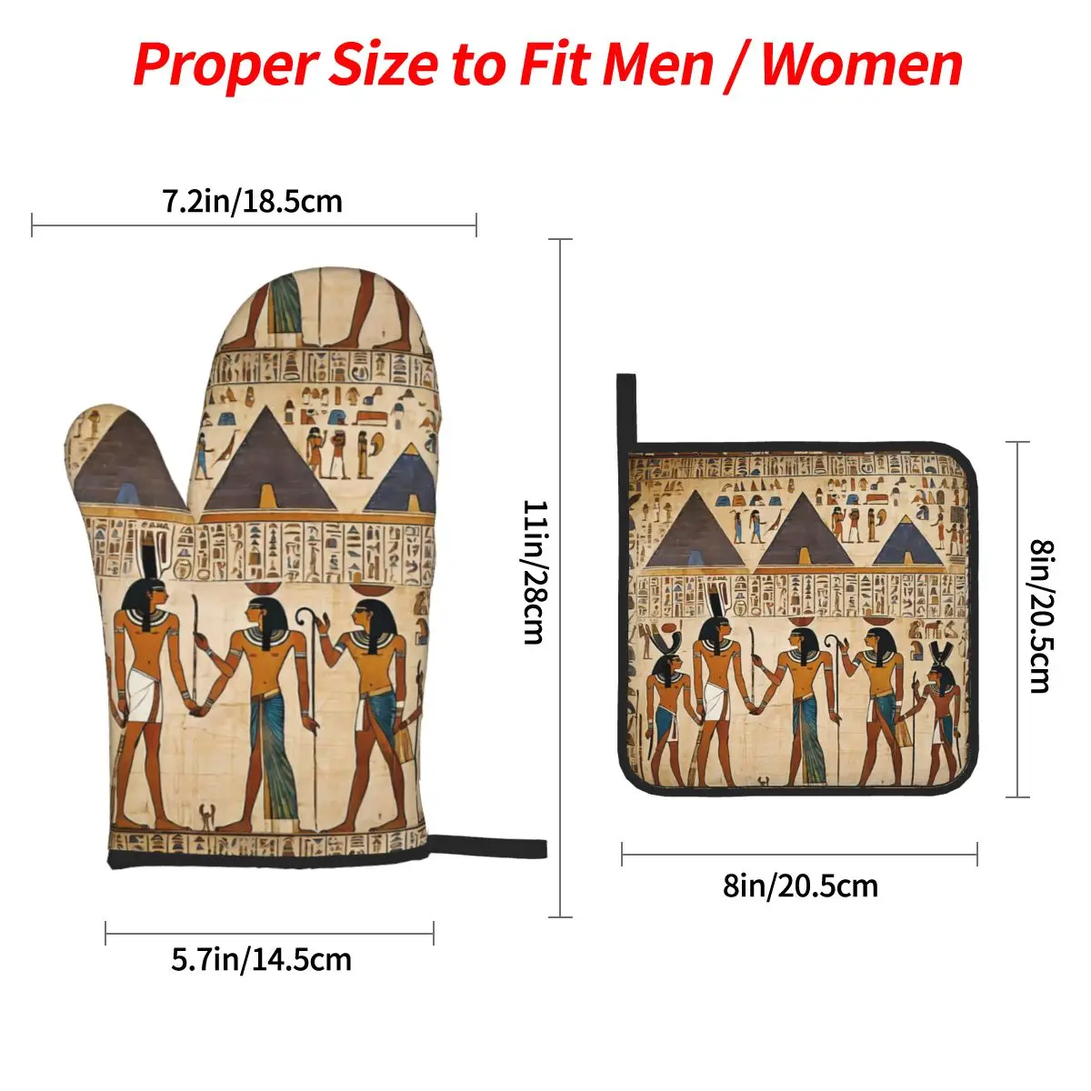 Ancient Egypt Mural Egyptian Mythology Oven Mitts and Pot Holder Sets of 4 for Baking Kitchen Cooking BBQ Resistant Gloves