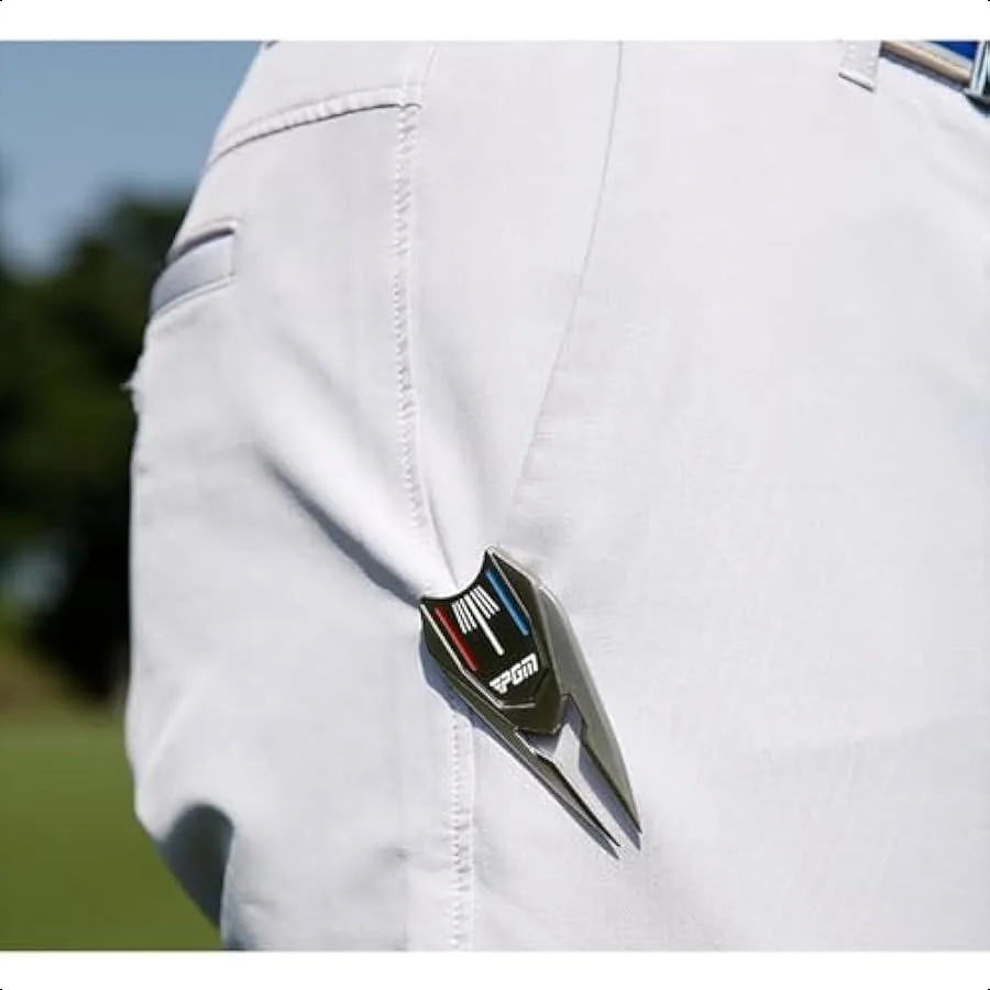 Multifunctional Golf Divot Repair Tool with Strong Magnetic Golf Ball Marker and Hat Clip Metal Golf Ball Cleaner with Thin Tip