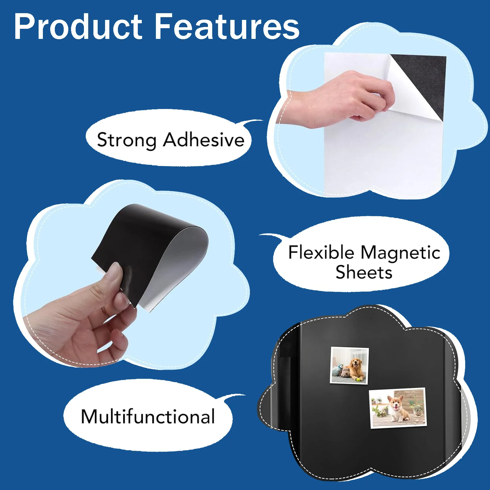 8×10 Inch Magnetic Adhesive Sheets-5 Sheets, Self-Adhesive Magnetic Photo Paper/Fridge Magnet, Suitable for Making Handicrafts