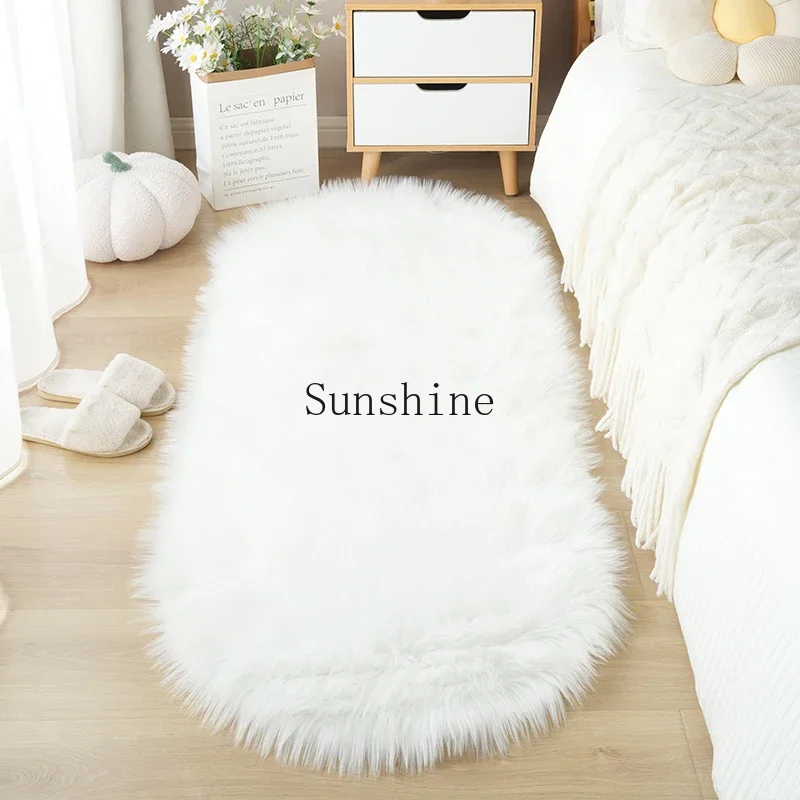 

Oval wool cute rug bedroom bedside rug