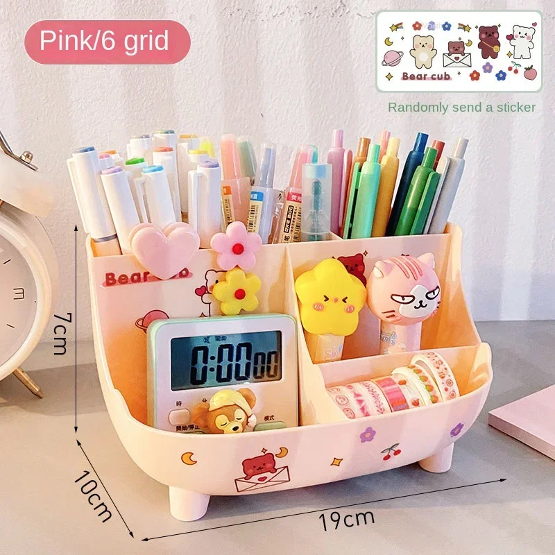 

Fashion Large Capacity Desktop Stationery Storage Box Organizer for Kids, Girls and Students (Cute Kawaii Pen Holder)