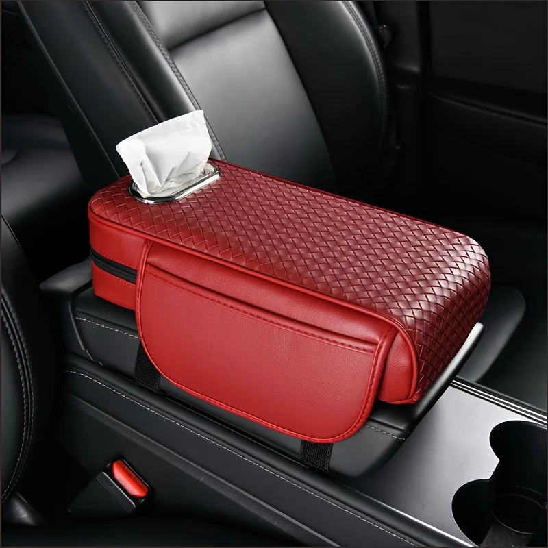 1 pieza compatible con almohadilla de reposabrazos de coche de cuero PU, almohadilla de consola central multifunción, con bolsa de almacenamiento y almohadilla de refuerzo