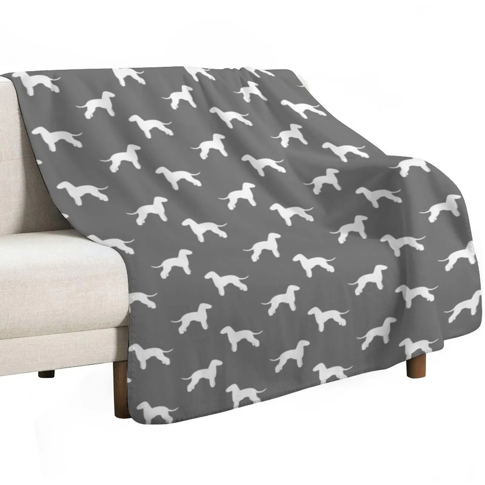 Bedlington Terrier Silhouette(s) Throw Blanket Polar Plaid Vintage valentine gift ideas Comforter for babies Blankets