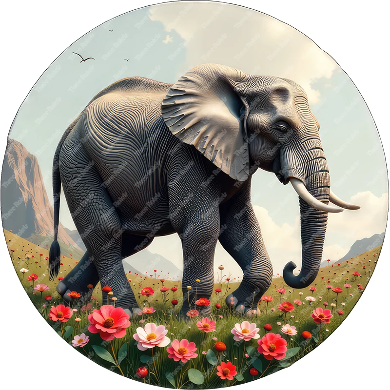 Three Ratels Grassland Elephant Sticker Home Decoration Room Door Wardrobe concealer Waterproof decals
