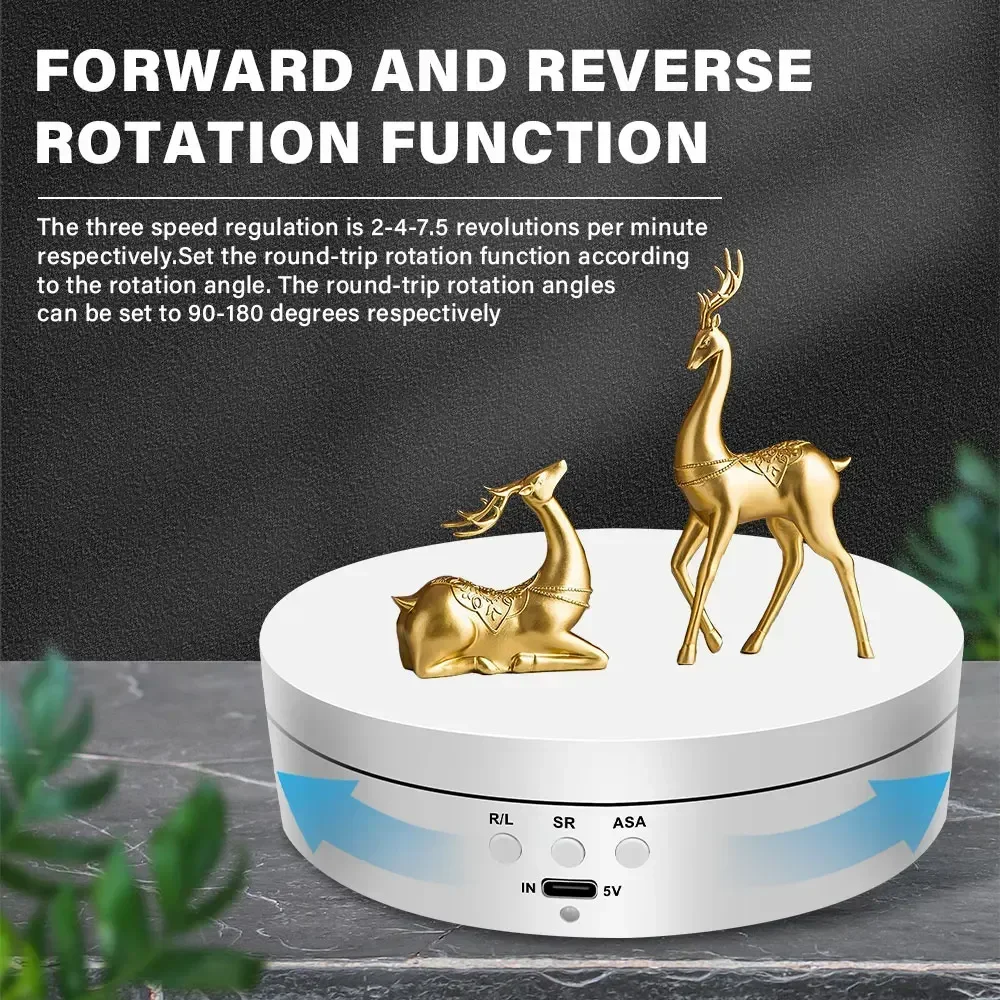New USB-Powered Rotating Turntable 3 Speed Modes 360° Motorized Display Stand for Product Photography Jewelry&Video Shooting