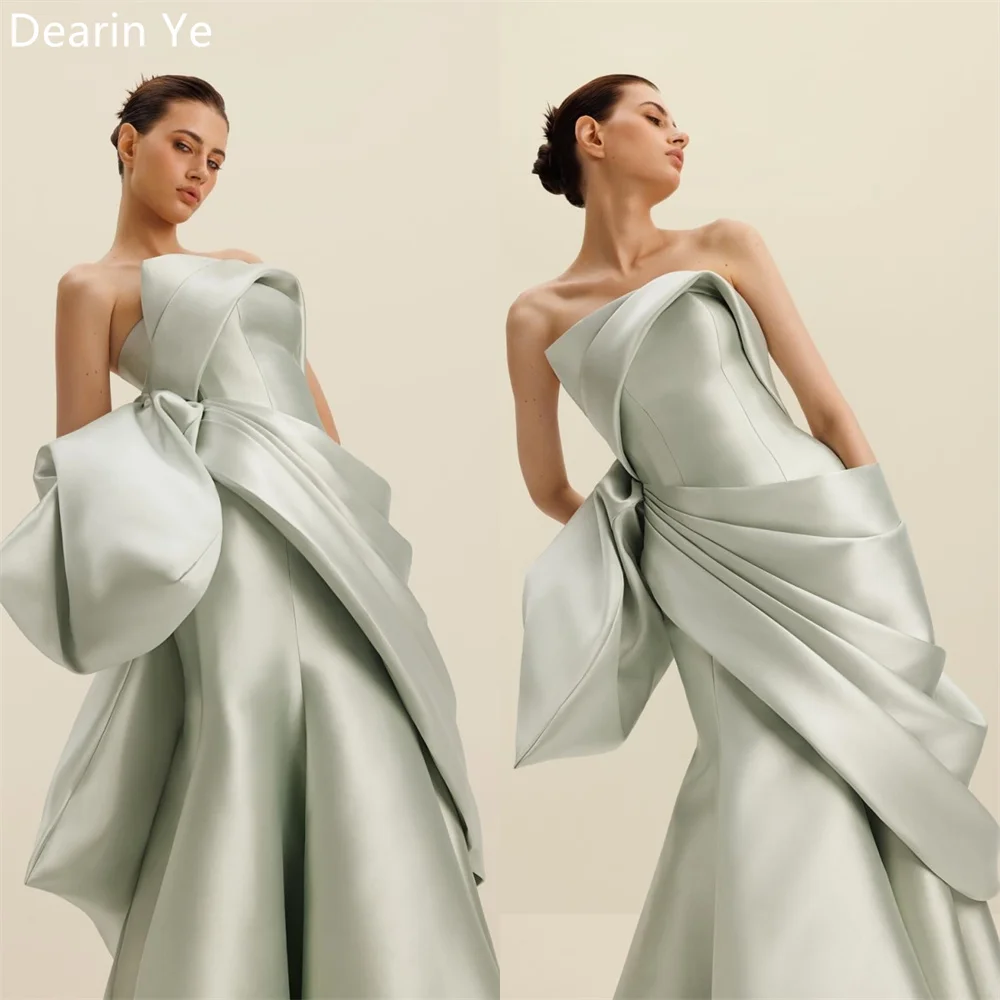 Customized Saudi Arabia Prom Gown Dearin Strapless Mermaid Floor Length Open Back Skirts Fold Layered Ruffle Sleeveless Bespoke