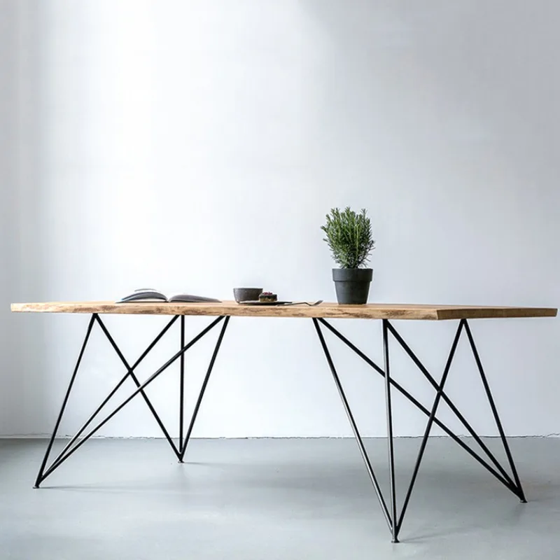 황금색 단조 철제 원목 식탁, 캐주얼 카페 테이블과 의자