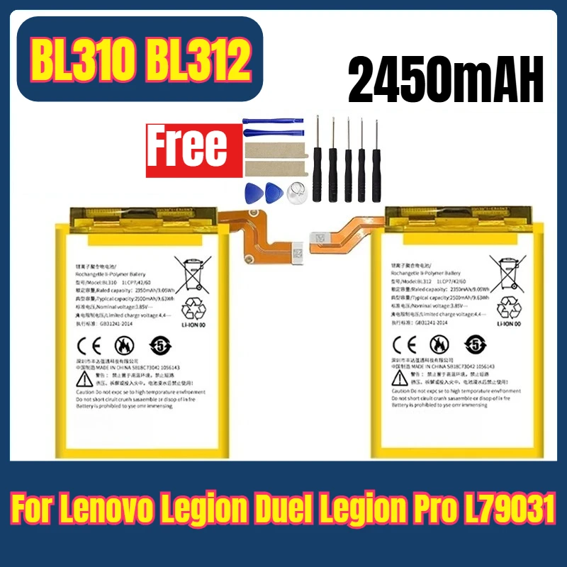 

2450mAh BL310 BL312 Mobile Phone Batteries for Lenovo Legion Duel Legion Pro L79031 BL310 BL312 + Tools