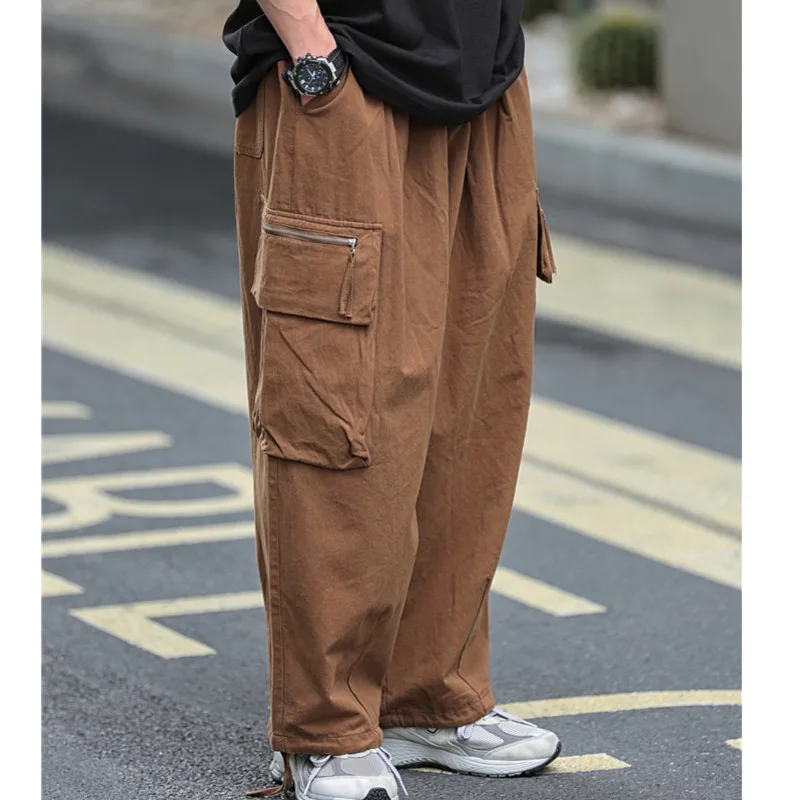 Men's 2025 autumn and winter new collection retro Japanese loose workwear balloon pants wide leg loose versatile pants 8107#