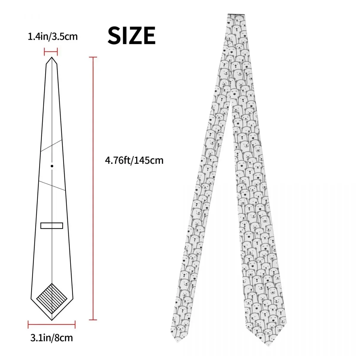 Niedźwiedź polarny krawat Doodle moda biznesowe krawaty fajny modny krawat na szyję dla mężczyzn graficzny krawat z kołnierzykiem krawat prezent urodzinowy