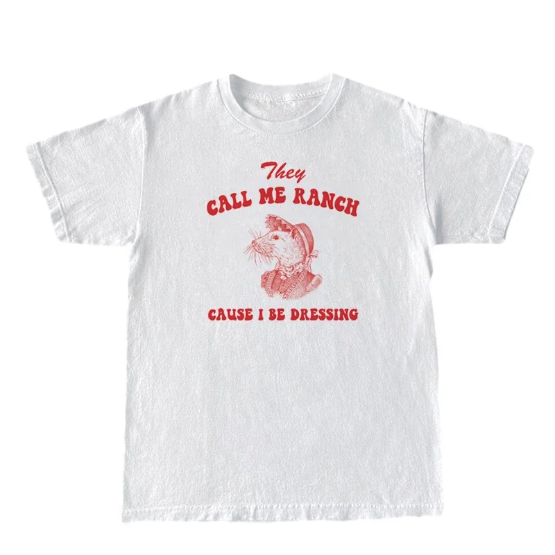 They Call Me Ranch Funny Meme T Shirt Women Cute Cottagecore Aesthetic Tees Tops Short Sleeve Hippie Vintage T-Shirts Clothes