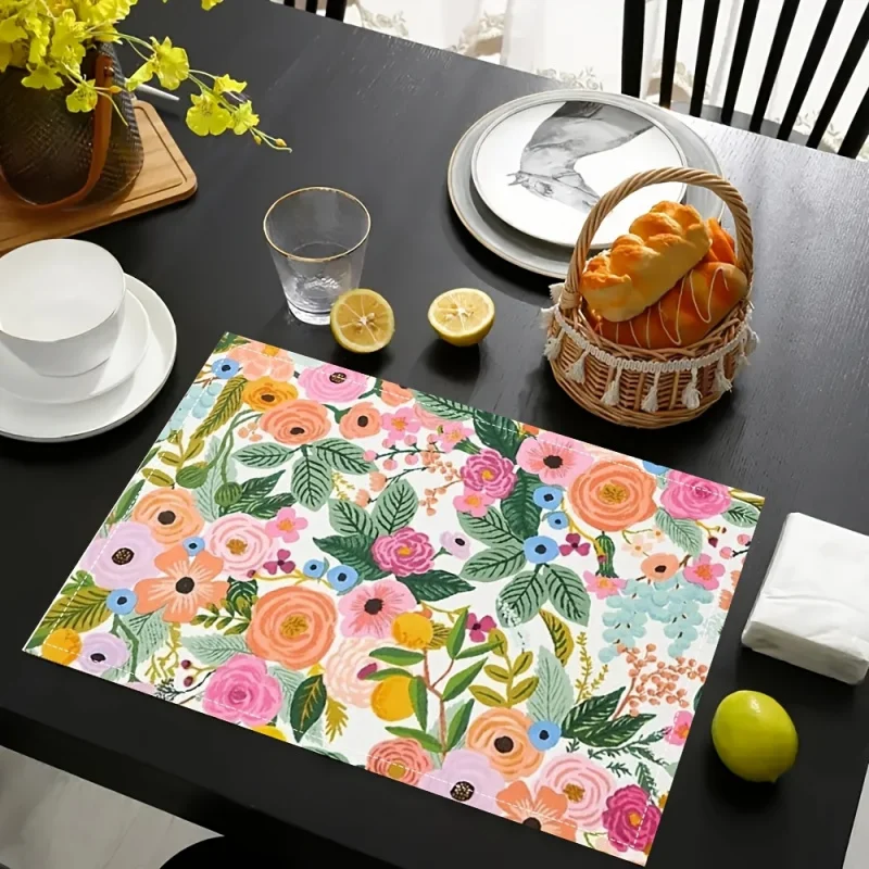 

【Natural Floral】1-Piece VIKAMA Non-Slip Placemat, Home Kitchen & Dining Table Placemat