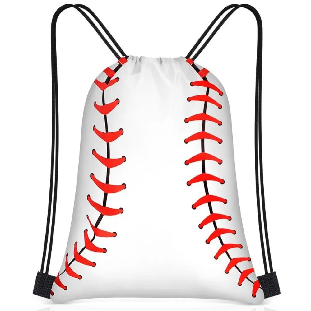 Polyester Drawstring Backpack Ball Pattern Hand Carry Sports Drawstring Bag Multi-Purpose Adjustable Backpack Storage Bag