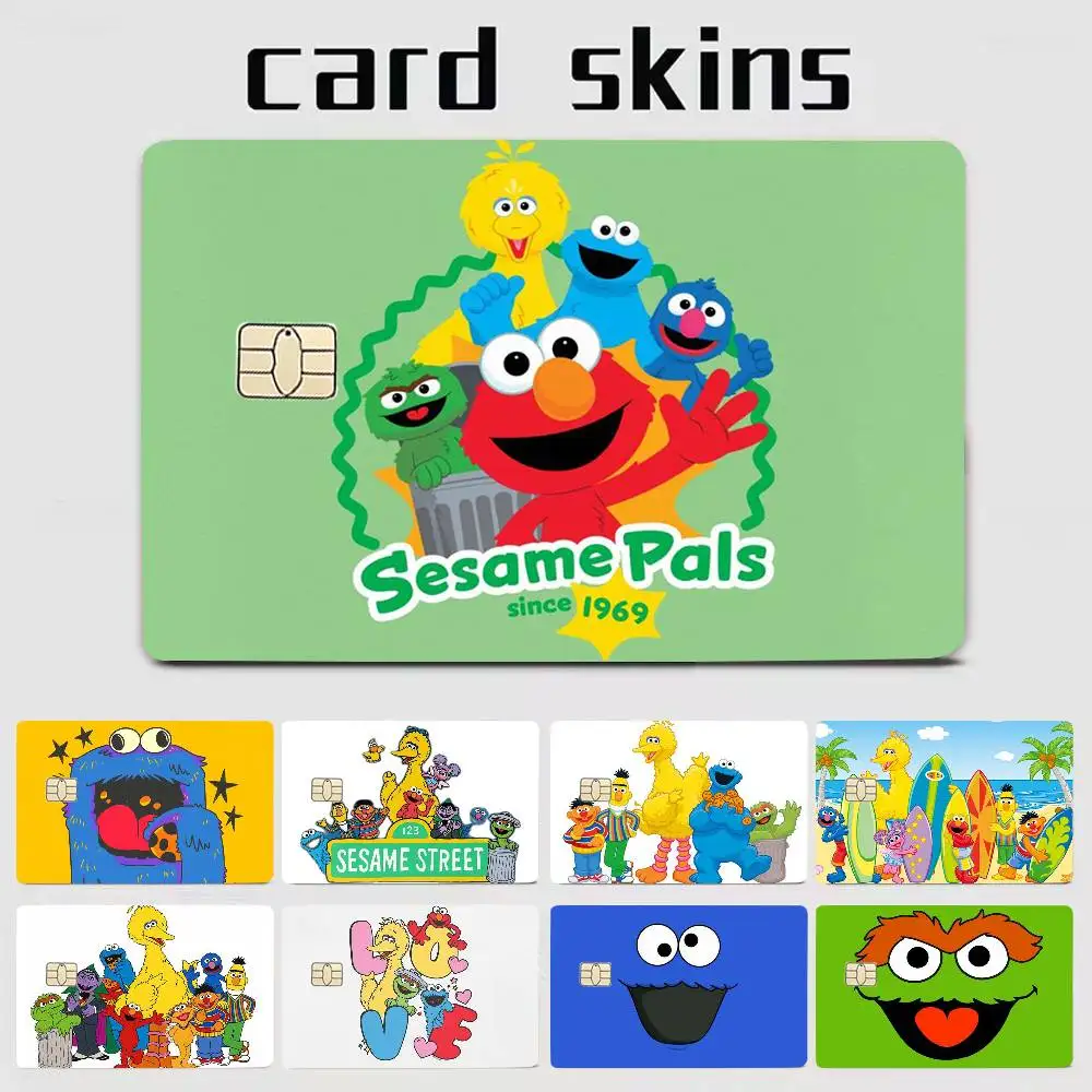 

S-Sesame Street cartoon 2026 4pcs 1Set HD Waterproof Card Skins Protective Stickers for Credit Bank Game Cards