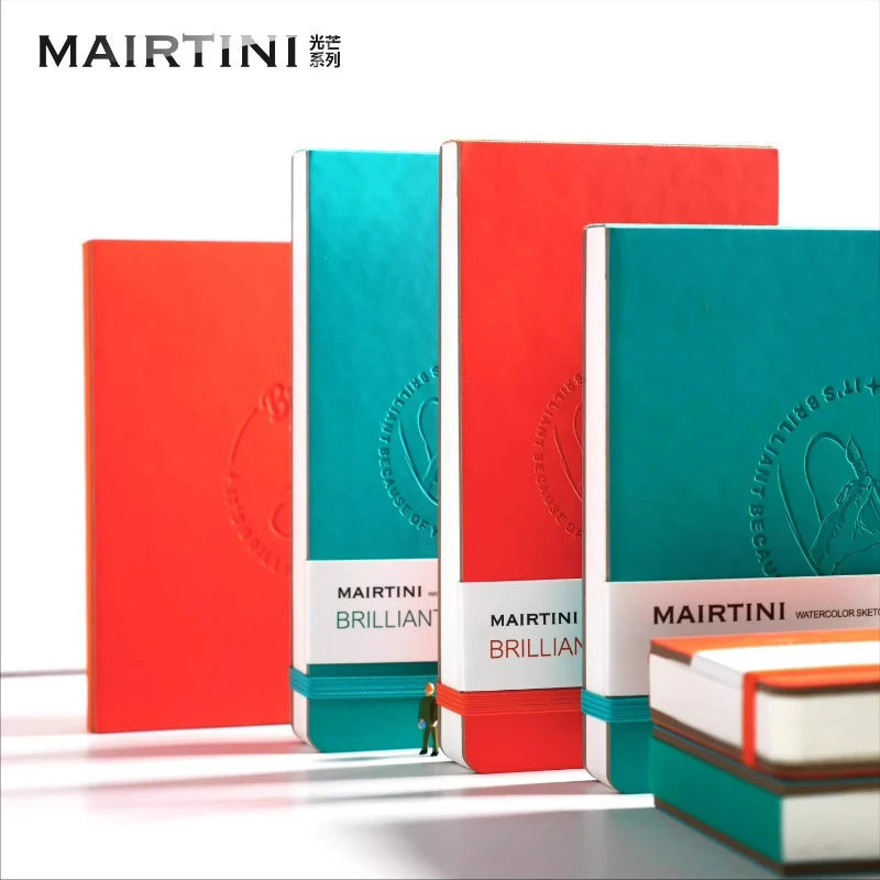 MAIRTINI مشع السفر الجلود ملزمة الألوان المائية كراسة الرسم الساخن ضغط الباردة 30 ورقة بولي أغطية أغطية جلد للرسم