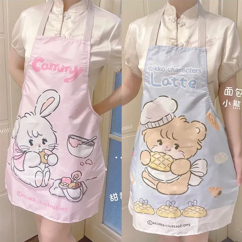 Kawaii Mikko's SweetCammy Latte Apron Cooking Kitchen Household Use Girls Working Clothes Adjustable Anti Dirt Ins Cartoon Gift