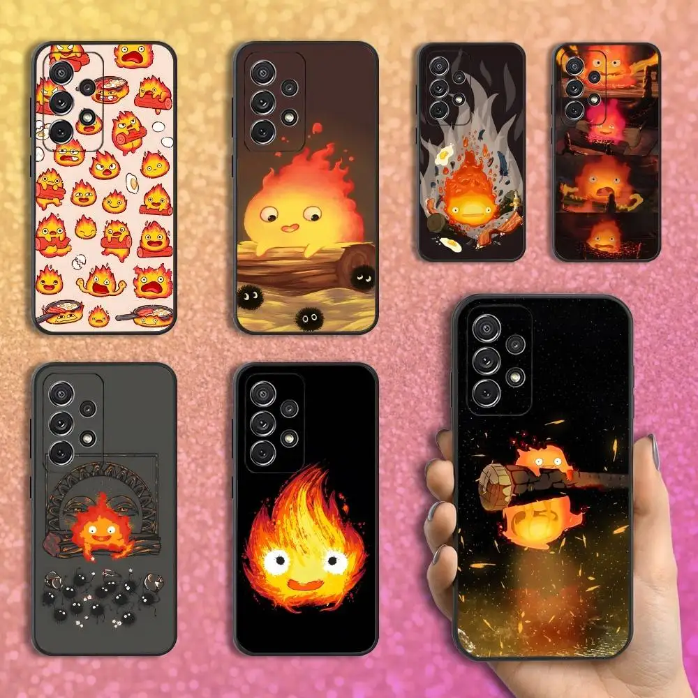 

Cute C-Calcifer Anime Art Phone Case For Samsung S25,S24,S23,S22,S21,S20,S10,Ultra,Plus,Lite,FE,Soft Silicone Black Cover