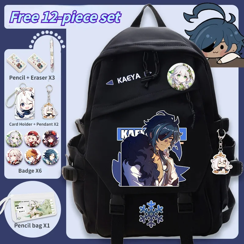 Genshin Impact Backpack Anime Cosplay Students School Bag Backpack Klee Cartoon Bookbag Laptop Travel Rucksack Boys Girls Gifts