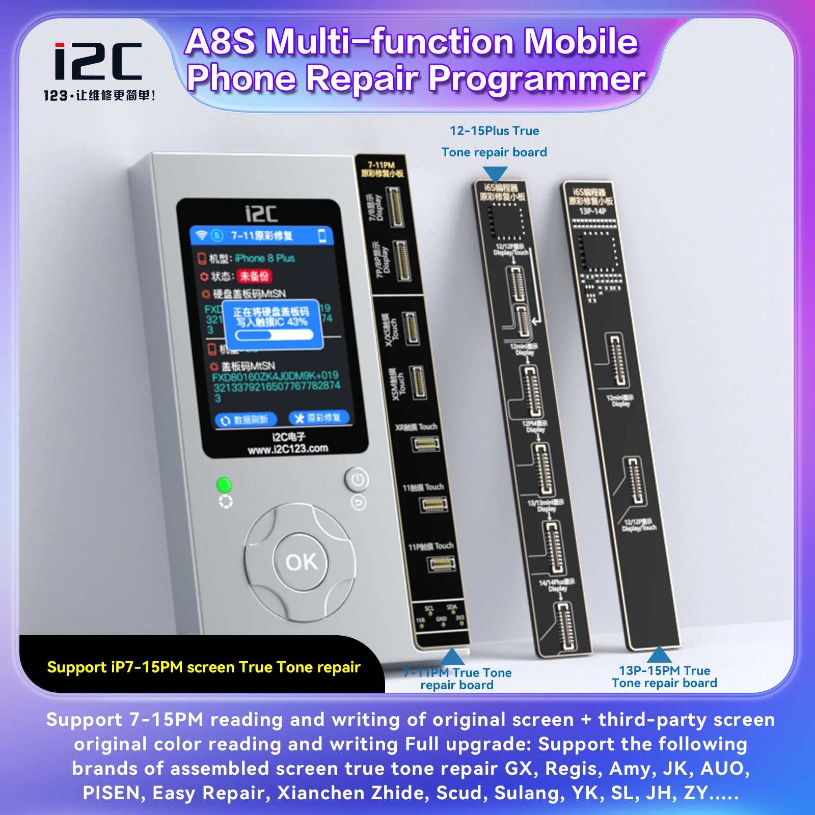 i2C i6S/A8S Riparazione del telefono Programmatore di piccola scheda per disincollare iPhone 6-15PM Schermo True Tone Fix Face ID Batteria Riparazione fotocamera