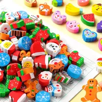 50pcs/set Cute Rubber Eraser Creative Animal Fruit Pencil Erasers Mini Kawaii Stationery Kids Student Office Supplies