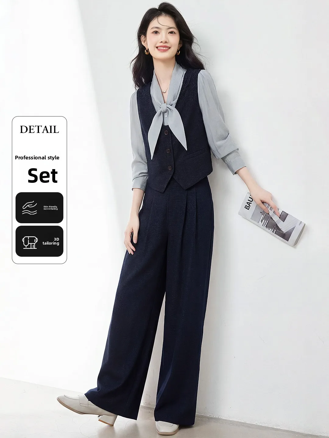

Xin Fei Yu High-End Commute Work Sle Set Women's Casual Wide Leg Pants Two-Piece Suit Spring 2026 Faion Casual Wear
