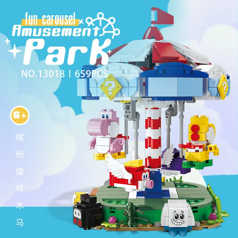 Carousel Ferris wheel Hot air balloon Building Blocks Amusement Park Friends Bricks City Srteet view Toys for Children Gift