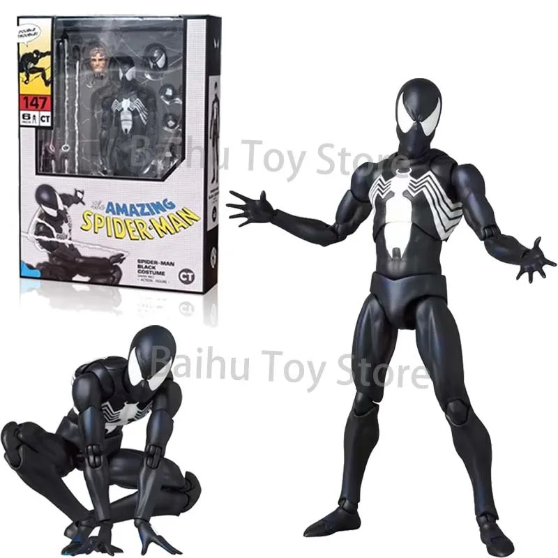 CT Toys Mafex 147 Spiderman Figure The Amazing Spider-Man Venom Black Suit KO Ver. Action Figures Anime Figurine Model Boys Gift