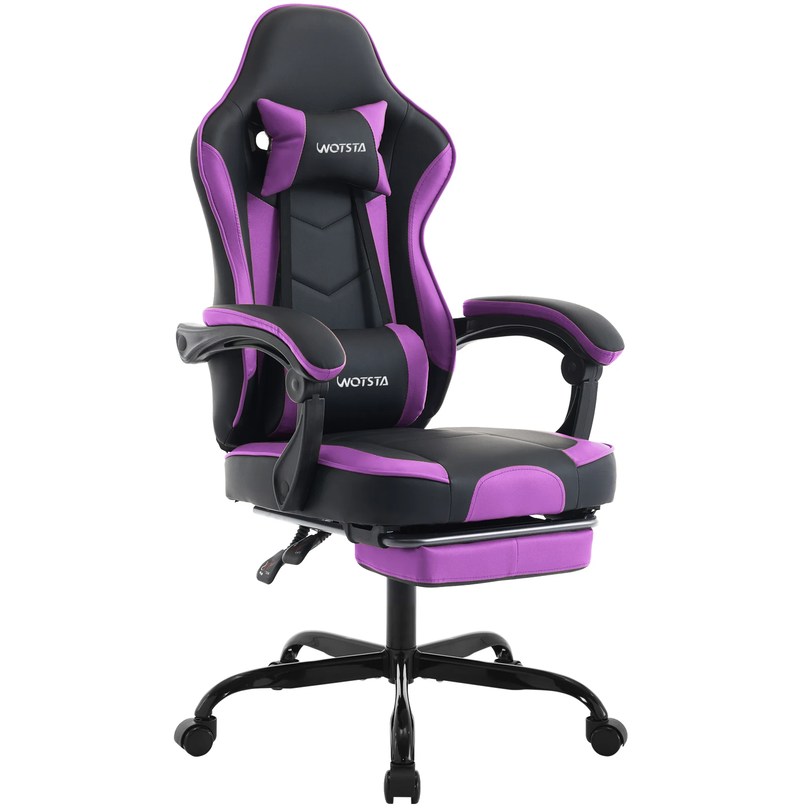 WOTSTA Gamingstoel met voetsteun Gamerstoelen Ergonomisch met lendenkussen Hoofdsteun Stoel In hoogte verstelbare computerstoel