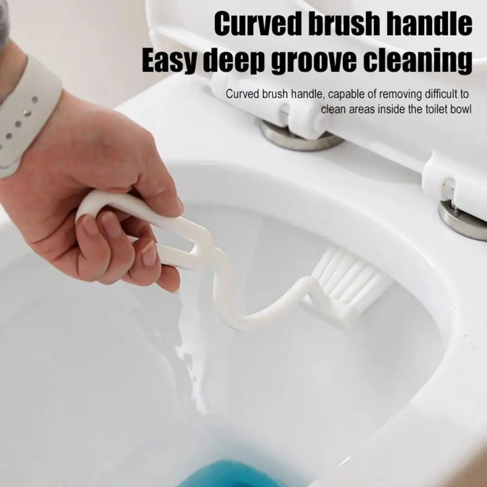 

Durable Toilet Brush Toilet Brush with Extended Bristles S-shaped Head Scrubber Wall-mounted Long Handle Cleaner for Stain