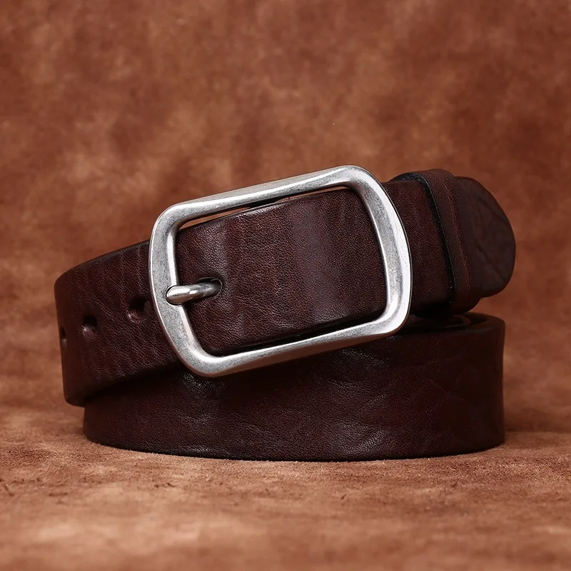 3.8CM Cowhide Steel Buckle Genuine Leather Casual Jeans Thickening Belt Men High Quality Waistband Male Luxury Strap Cintos