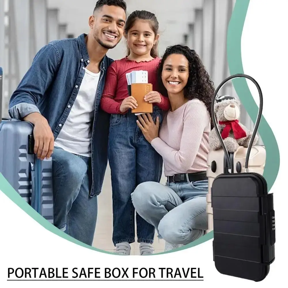Combination Lock Portable Safe Box Large Capacity Waterproof Design Travel Safe Box Anti-Pry Durable Mini Travel Safe Box