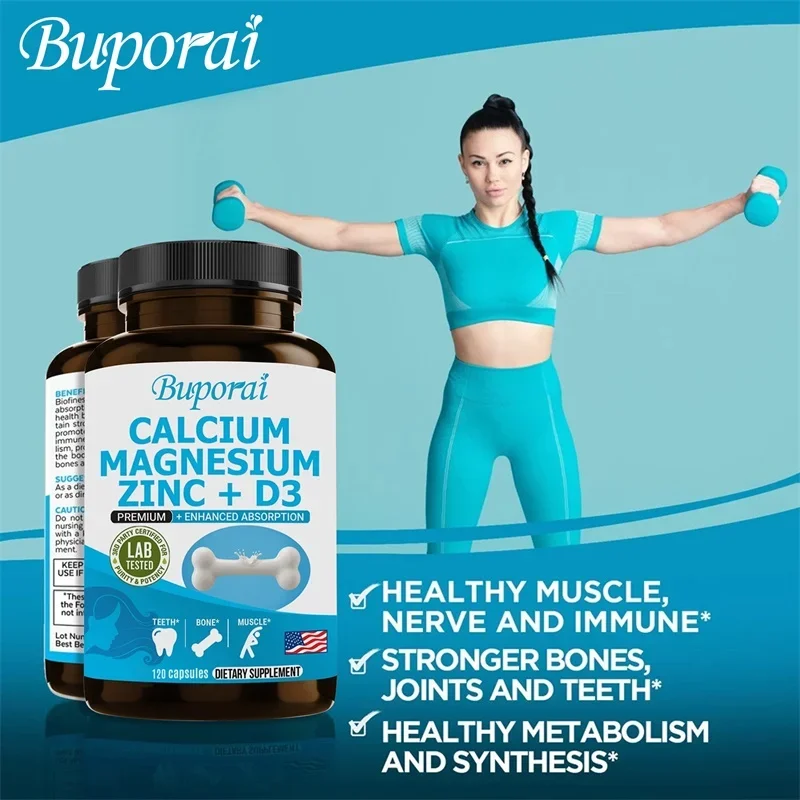 

Кальций, магний, цинк и витамин D3 - для укрепления костей, зубов, мышц и иммунитета, витаминно-минеральная добавка