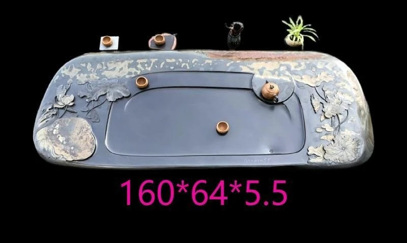 Natural stone material tea tray stone carving mobile tea set Kung Fu single tea table