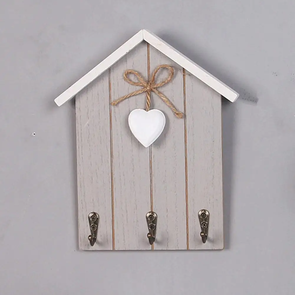 Key Holder with Hooks Wall Wooden Key Holder with 3 Hooks Decorative Key Organizer Mail Rack with Shelves for Entryway for Wall