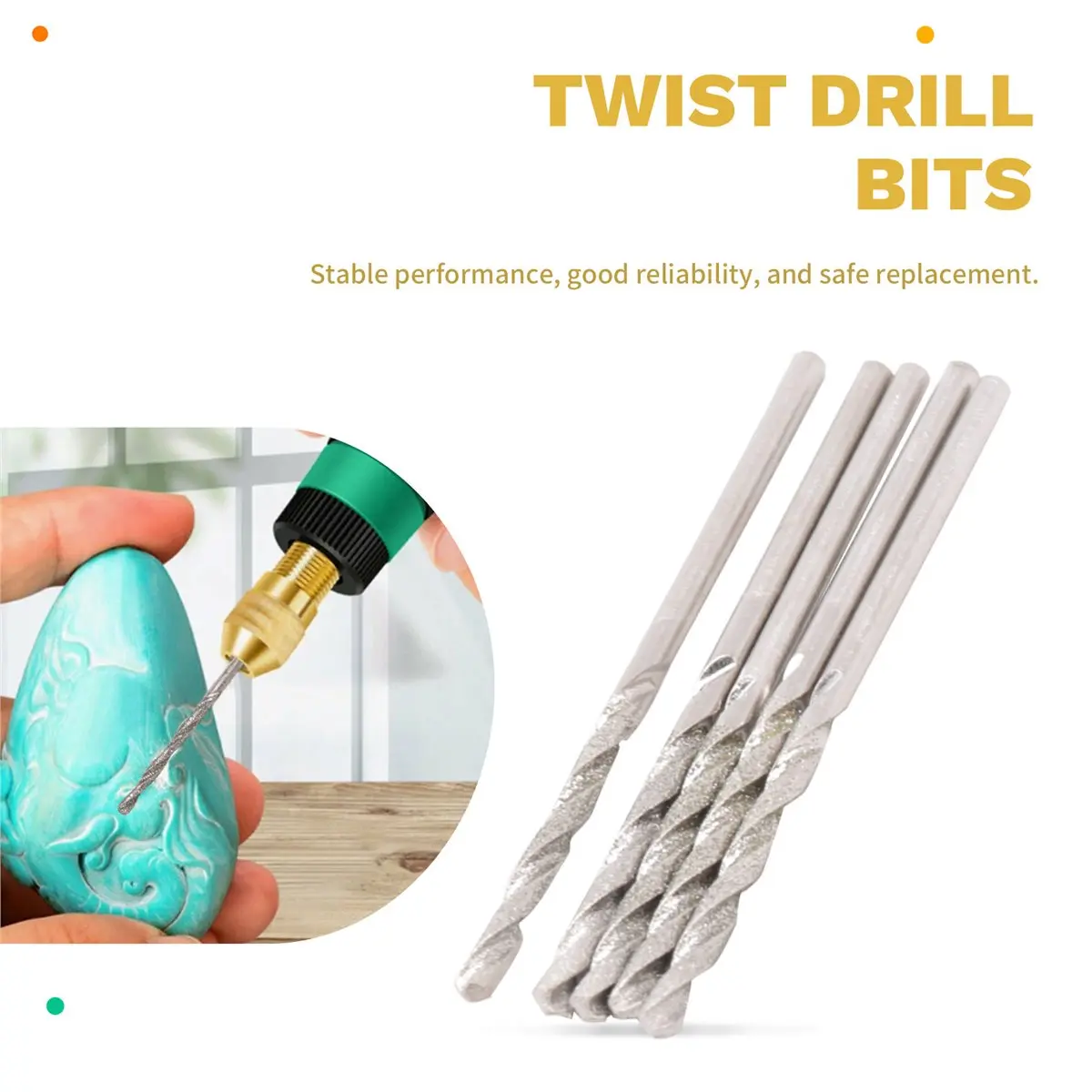 Jun.A- Drill Bit Set 20 Pieces 4 Sizes 1mm 1.5mm 2mm 2.5mm Twist Tip Jewelry Beach Sea Glass Shells Gemstones Lapidary